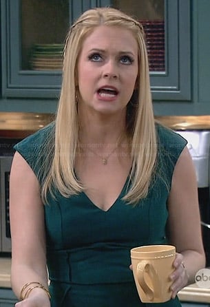 Mel's green v-neck dress on Melissa and Joey