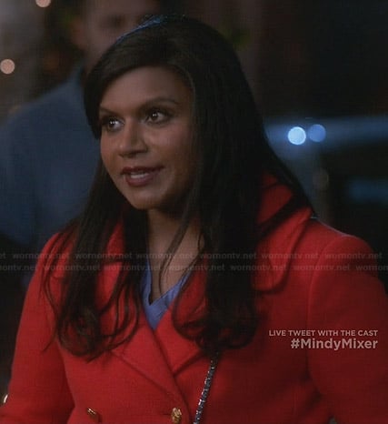 Mindy's red pea coat on The Mindy Project