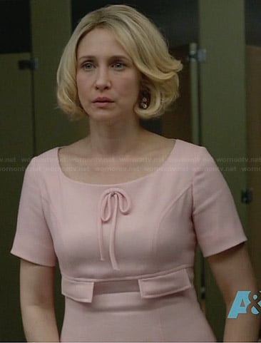 Norma's pink bow front dress on Bates Motel