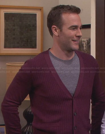 Will's burgundy ribbed cardigan on Friends with Better Lives