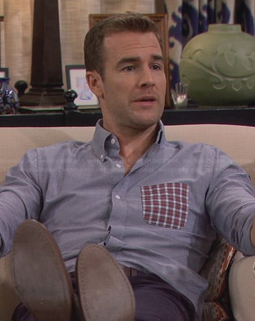 Will's blue shirt with plaid pocket on Friends with Better Lives
