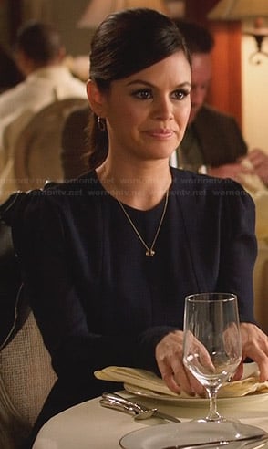 Zoe's navy blue long sleeved dress on Hart of Dixie