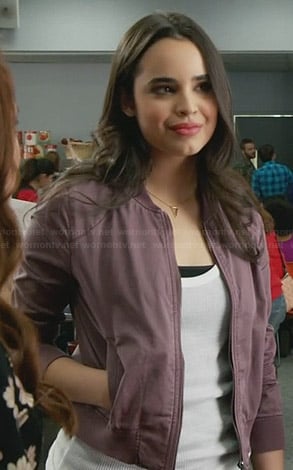 Soleil's purple bomber jacket on Faking It