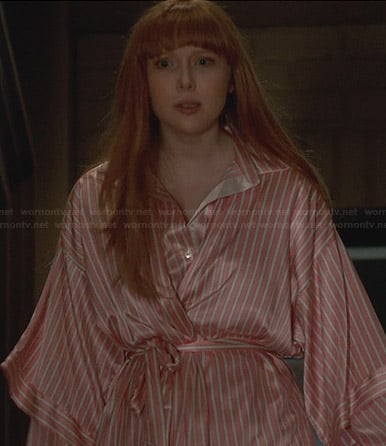 Alexis's pink striped pajamas and robe on Castle