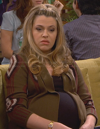 Andi's green tribal patterned cardigan on Friends with Better Lives
