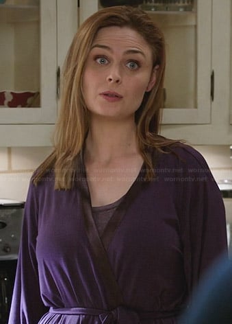 Brennan's purple satin trimmed robe on Bones