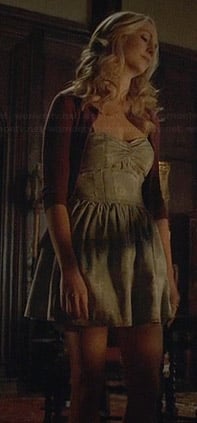 Caroline's denim sweetheart dress on The Vampire Diaries