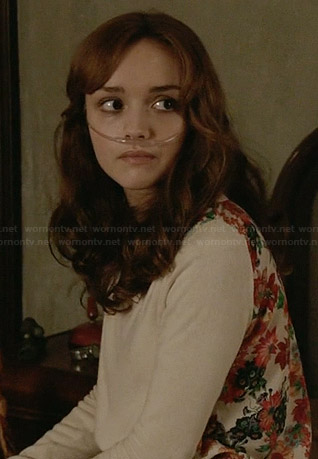 Emma's floral back sweater on Bates Motel