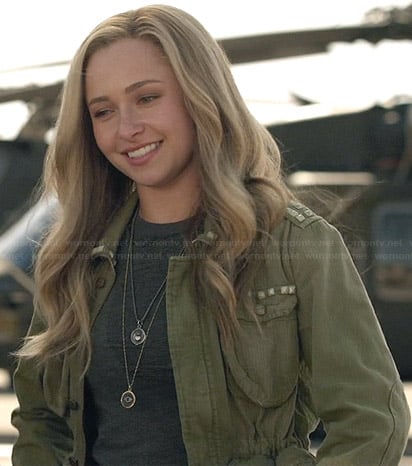 Juliette's green studded cargo jacket on Nashville