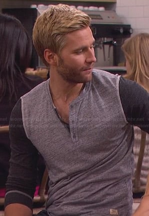 Lowell's grey contrast sleeve henley tee on Friends with Better Lives