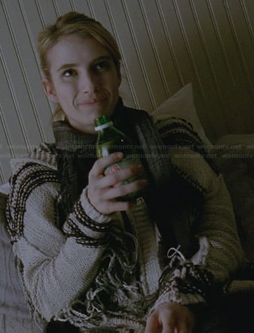 Madison's black and white fringed cardigan on American Horror Story