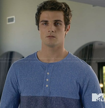 Matty's blue colorblock henley tee on Awkward