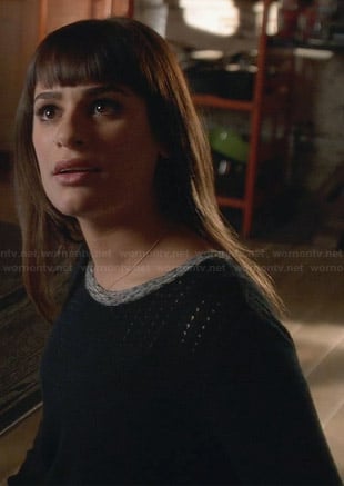 Rachel's black perforated sweater with grey trim on Glee