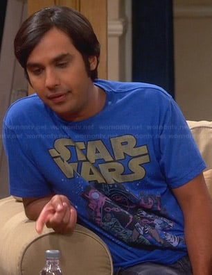 Raj's blue Star Wars t-shirt on The Big Bang Theory