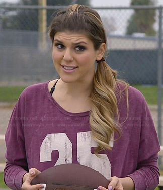 Sadie's purple '25' tee on Awkward
