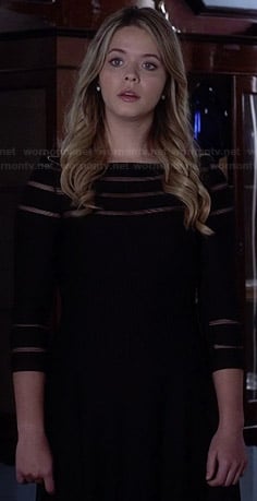 Ali's black mesh striped dress on Pretty Little Liars