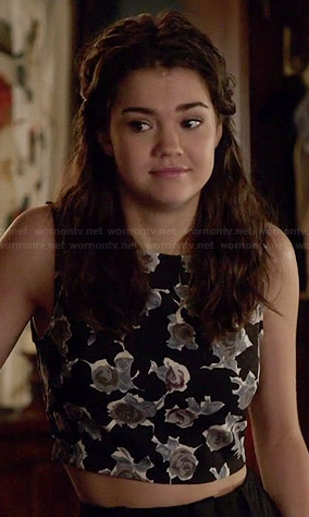 Callie's black and white floral crop top on The Fosters