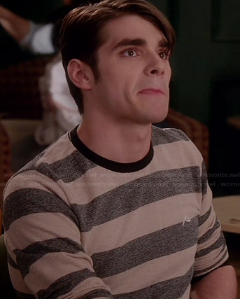 Campbell's beige and grey striped long sleeve shirt on Switched at Birth