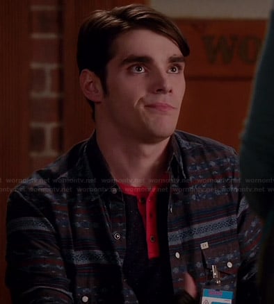Campbell's navy patterned shirt on Switched at Birth