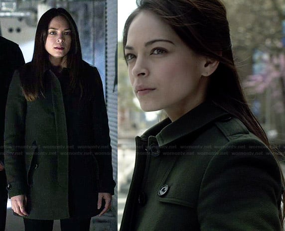 Cat's olive green coat on Beauty and the Beast