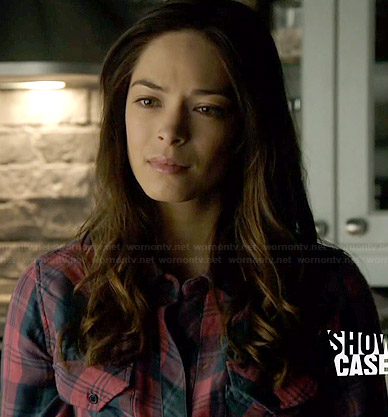 Cat's pink and blue plaid shirt on Beauty and the Beast