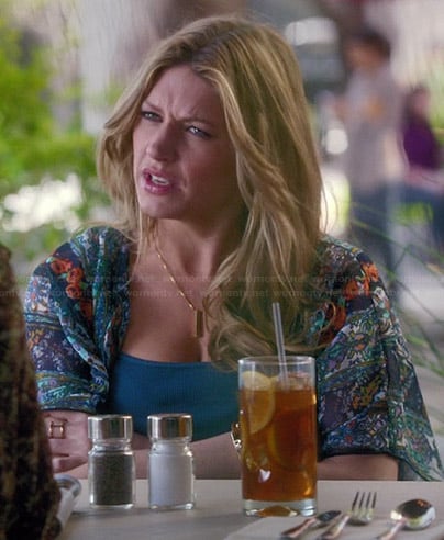 Josslyn's blue floral kimono jacket on Mistresses