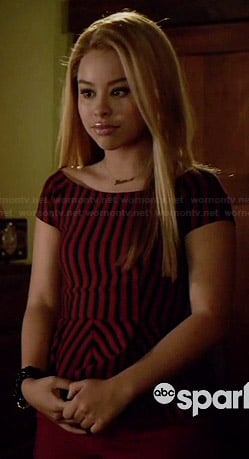 Mariana's red and black striped peplum top on The Fosters