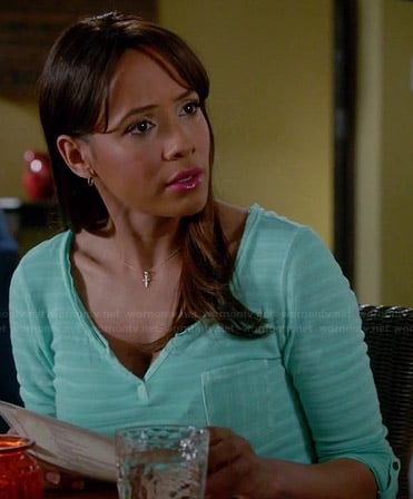 Rosie's mint green striped tee on Devious Maids