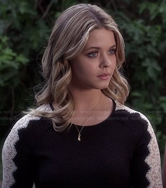 Ali's black lace sleeve dress on Pretty Little Liars