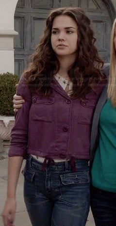 Callie's purple cropped jacket and flared jeans on The Fosters