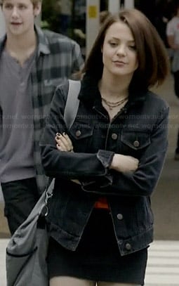 Carter's denim jacket with black fleece collar on Finding Carter