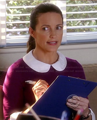 Ginny's purple peter pan collar sweater on Bad Teacher