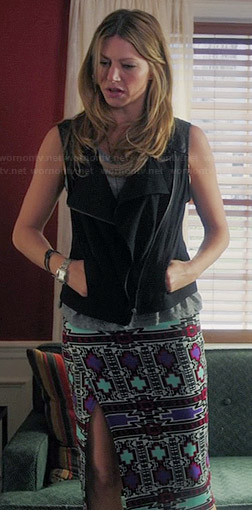 Josslyn's leather shoulder vest and printed skirt on Mistresses