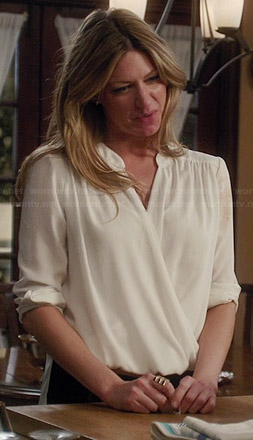 Josslyn's white wrap blouse on Mistresses
