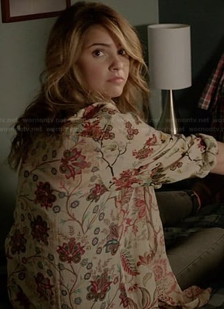 Malia's beige floral shirt on Teen Wolf