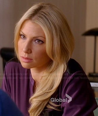 Meredith's purple blouse with leather shoulders and pocket on Bad Teacher