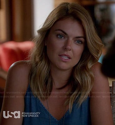 Paige's denim jumpsuit on Graceland