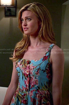 Paige's blue floral dress on Royal Pains