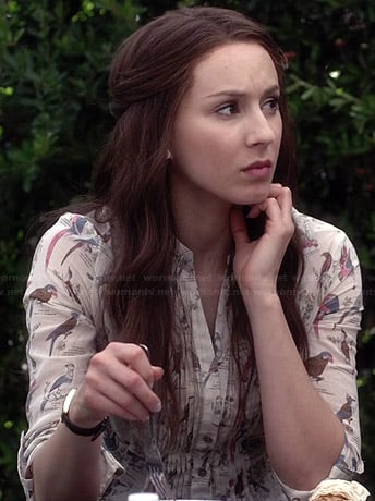 Spencer's bird printed top on Pretty Little Liars