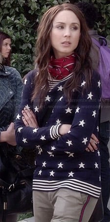 Spencer's blue star print sweater on Pretty Little Liars
