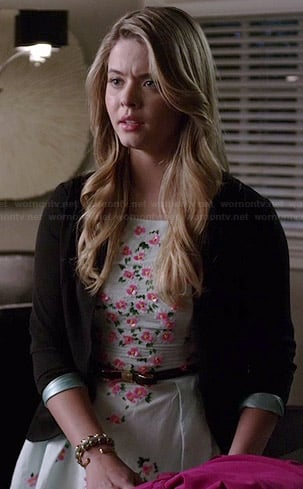 Ali's mint green floral embellished dress on Pretty Little Liars