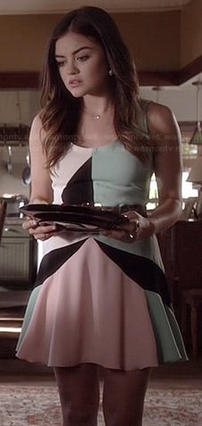 Aria's pastel colorblock dress on Pretty Little Liars