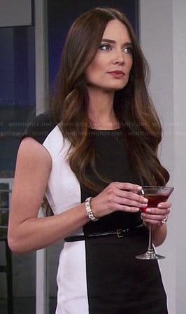 Caroline's black and white colorblock dress on Young and Hungry