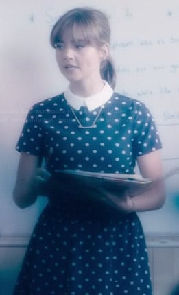 Clara's collared polka dot dress on Doctor Who