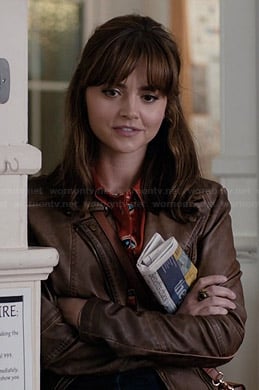 Clara's brown leather jacket on Doctor Who