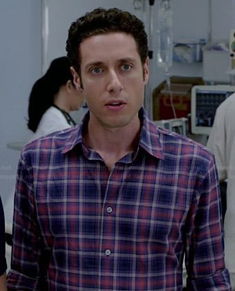 Evan's purple and pink plaid shirt on Royal Pains