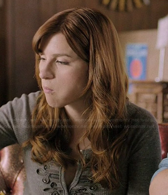 Gretchen's grey embellished henley top on You're The Worst