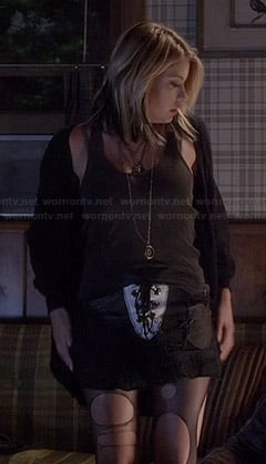 Hanna's black and white lace up skirt on Pretty Little Liars