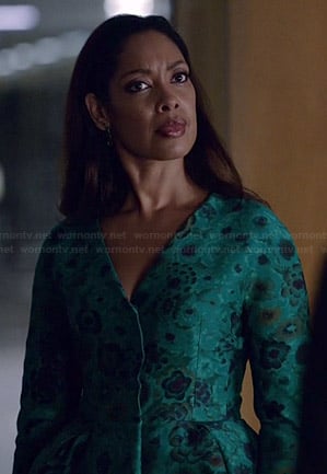 Jessica's green floral peplum jacket on Suits