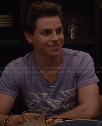 Jesus's purple geometric print tee on The Fosters